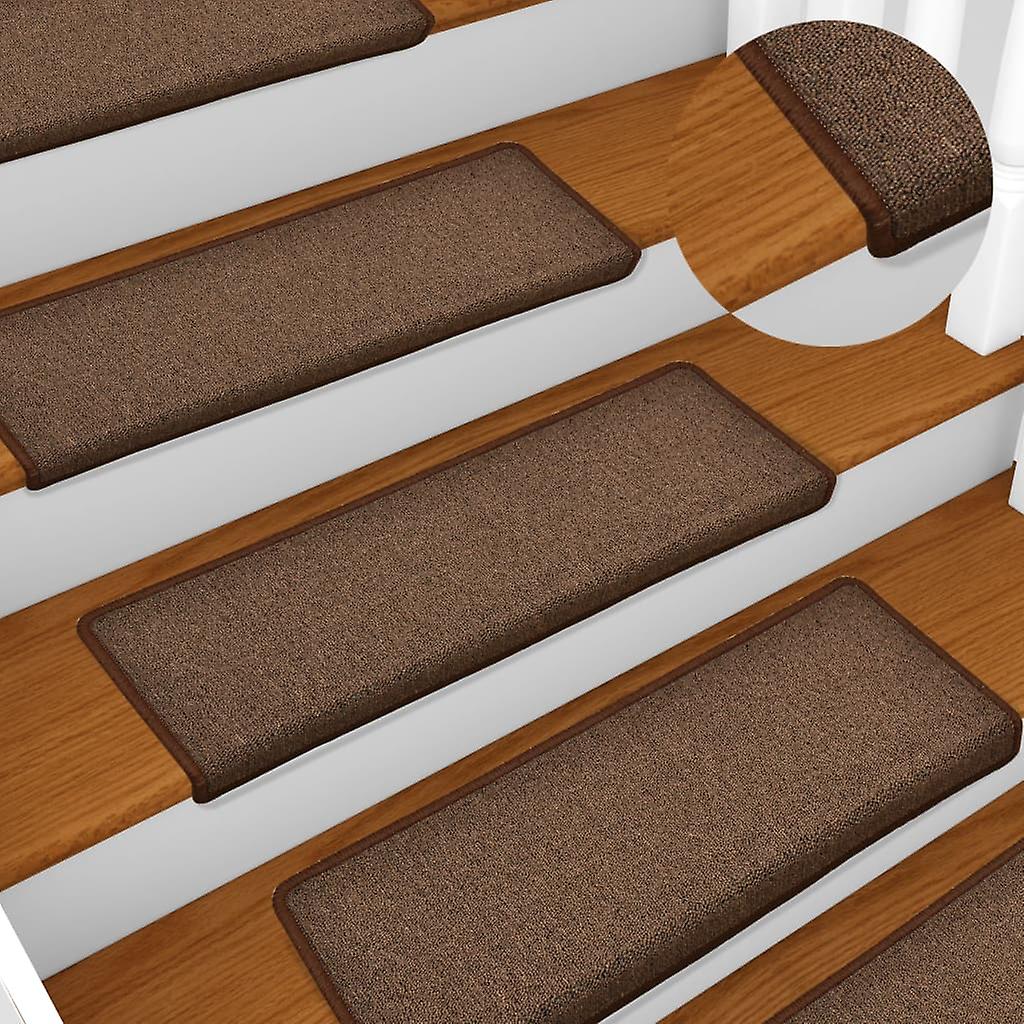 Step mats 15 pcs. 65x21x4 cm Brown Rectangular edge