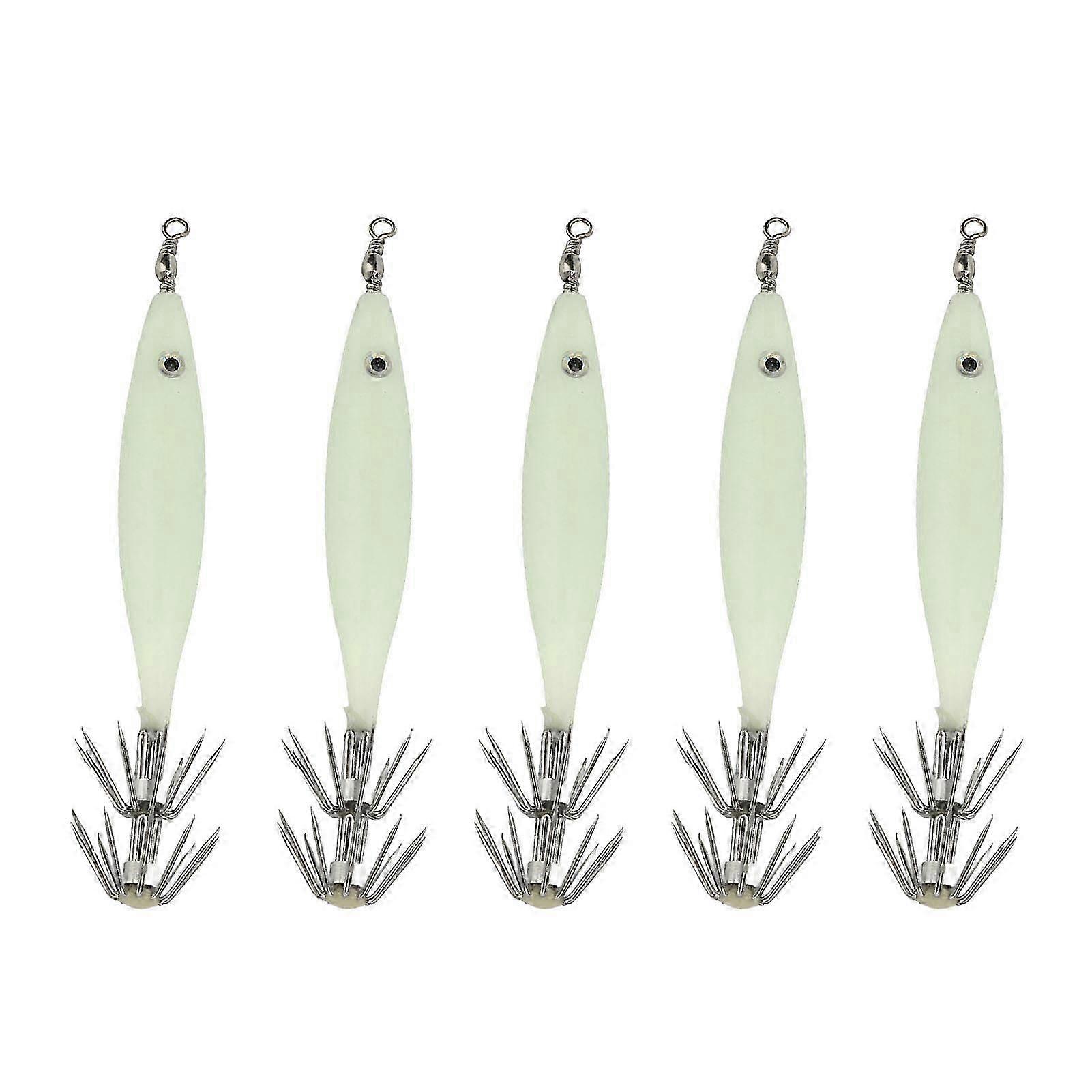 5 יחידות 8 ס"מ פיתיון דיג עם וו דיונון ג'יג עץ שרימפס פיתיון למים מלוחים חיצוניים מים מתוקים זוהר