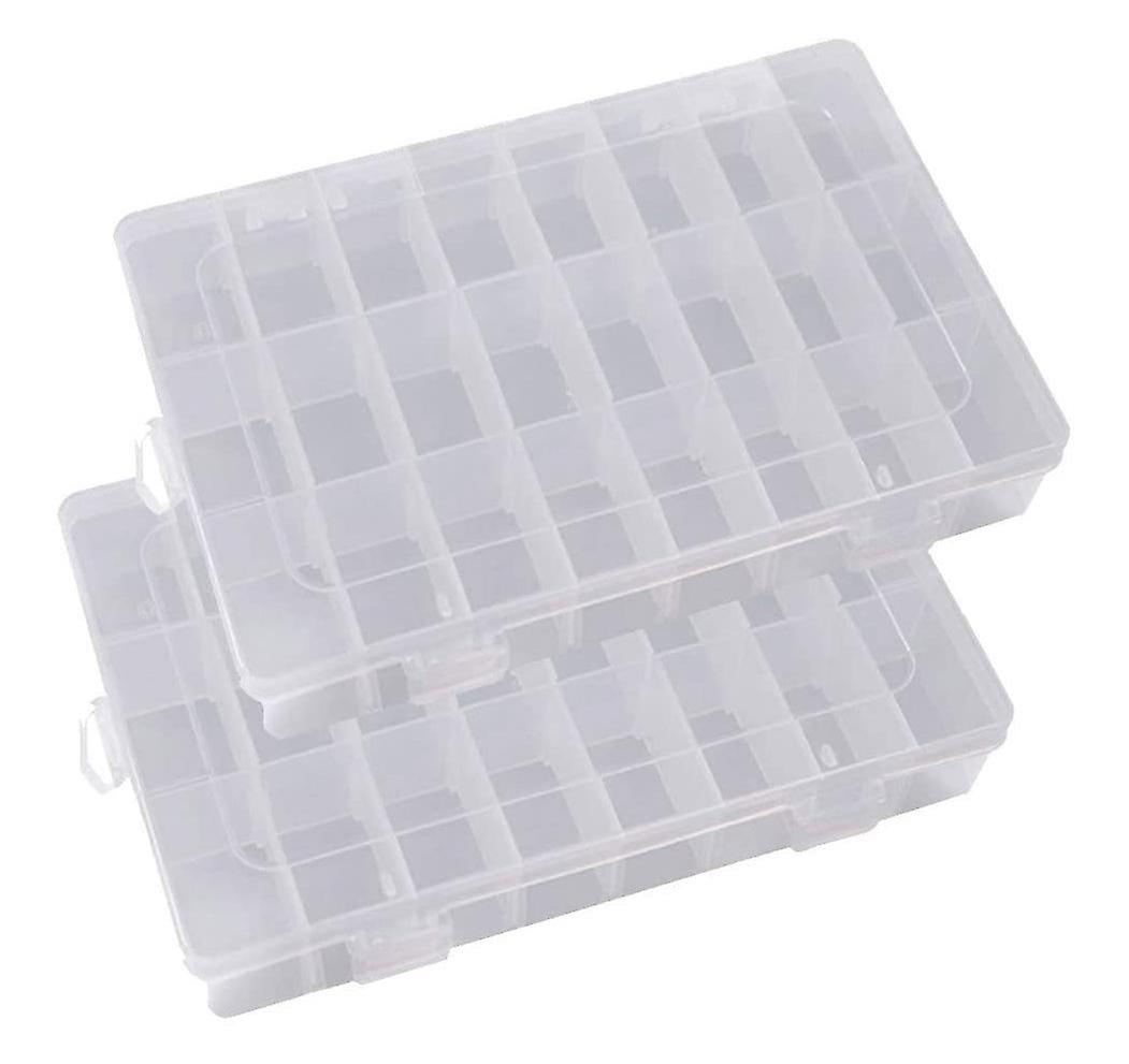 24 Grid Clear Hard Plastic Organizer Box with Removable Dividers