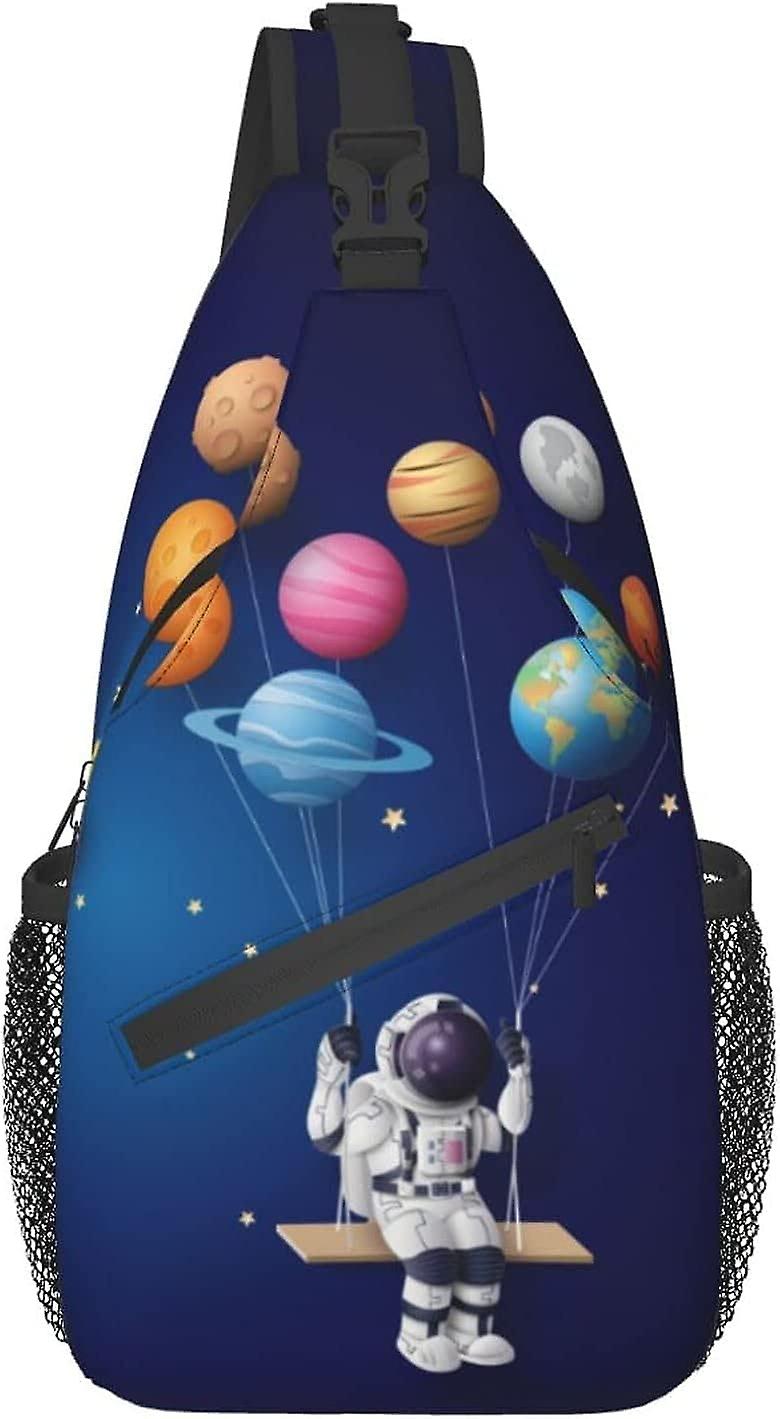 AF01440 Blue Planet Astronaut Space Sling Bag خفيفة الوزن للمشي لمسافات طويلة Daypack حقيبة ظهر كروس كتف حقيبة ظهر صندوق السفر للبالغين