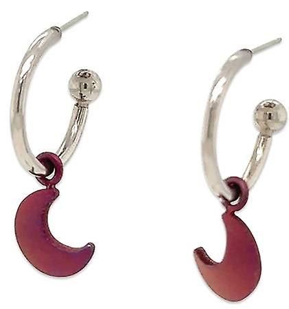 Ti2 Titanium Moon Charm Hoop Earrings - Brown