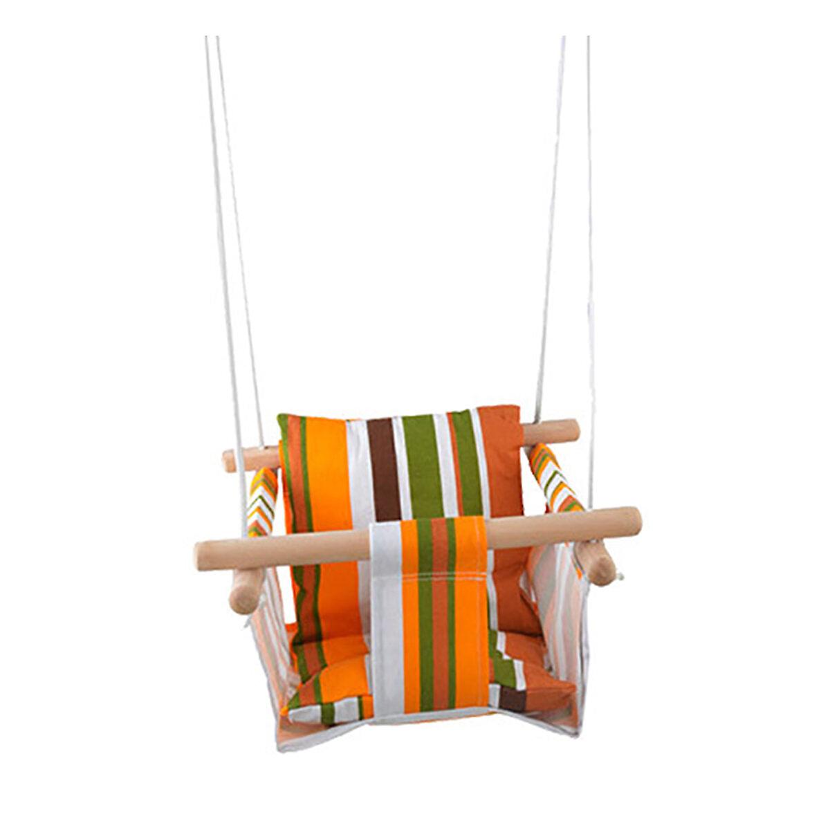 Kid Hanging Swing Seat Secure Canvas Hammock Chair Toddler Toy With Cushion Indoor Outdoor