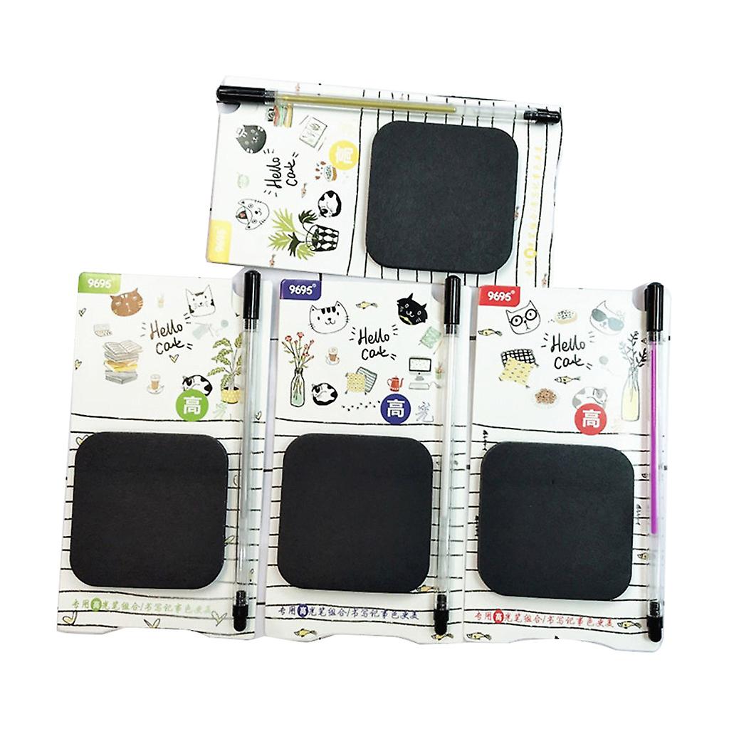 50 Sheets Black Sticky Notes with Fluorescent Pen Set for Creative Office Statio