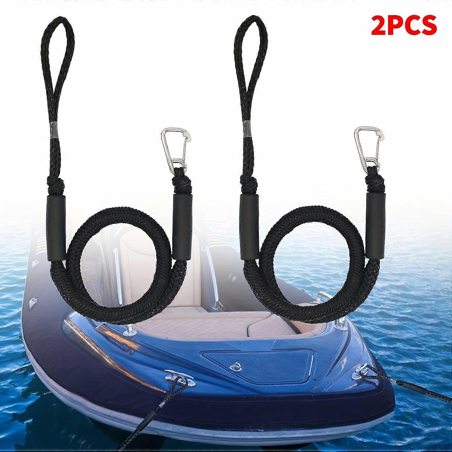 2pcs Bungee Dock Line Boat Ropes Mooring Rope With Stainless Steel Clip For Boats, Built In Snubber, Suitable For Kayak, Watercraft, SeaDoo, Pontoon,