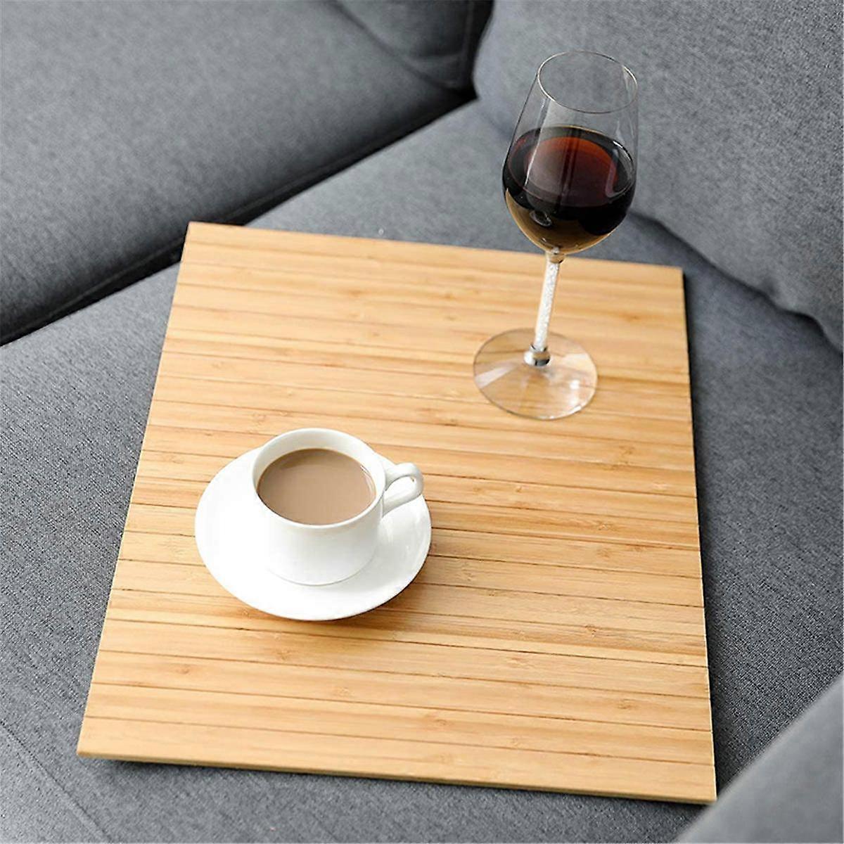 Sofa Armrest Tray Wood Tambour Tray Flexible Foldable for Food/Drinks/Snacks/Cup Coaster