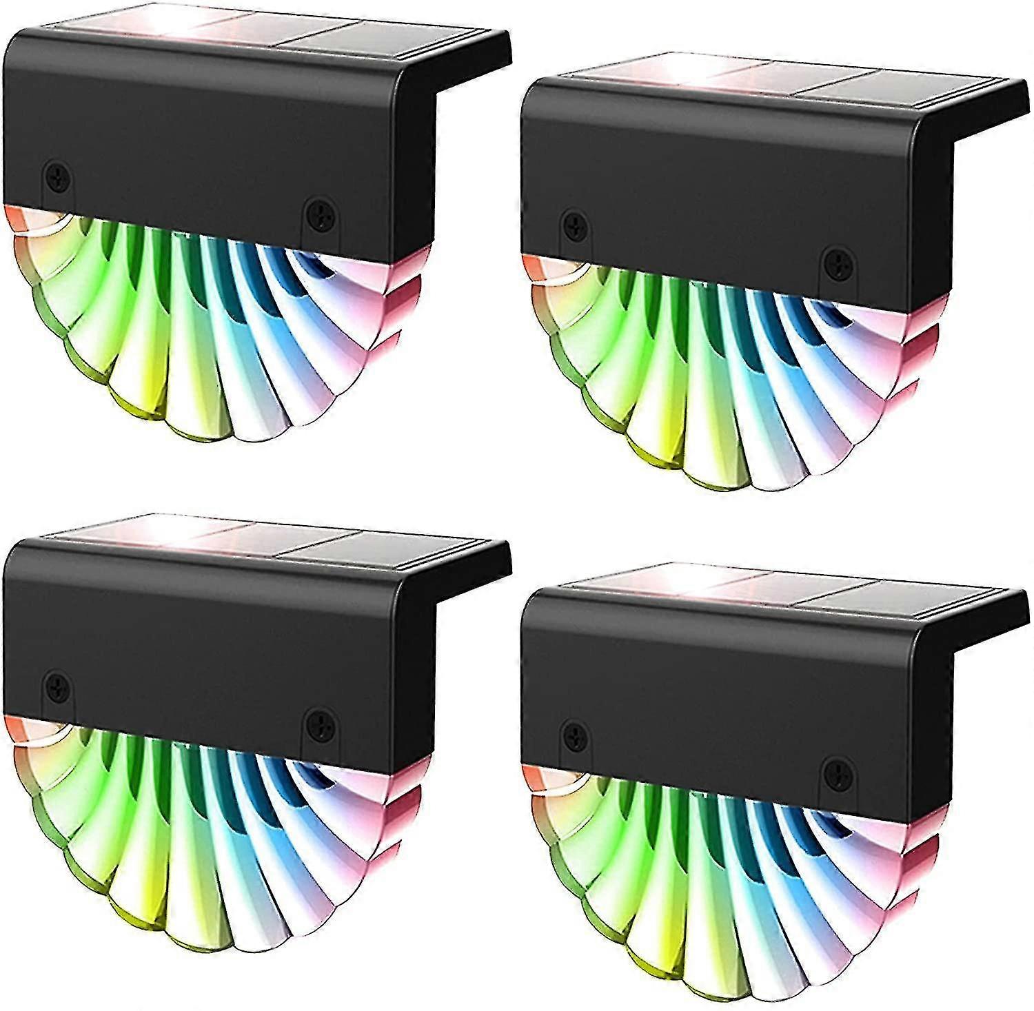 Solar Powered Led Outdoor Wall Light,4 Pack Pathway Lights,solar Color Changing Led Garden Fence Light,walk-in Wall Garden Pathway Lights