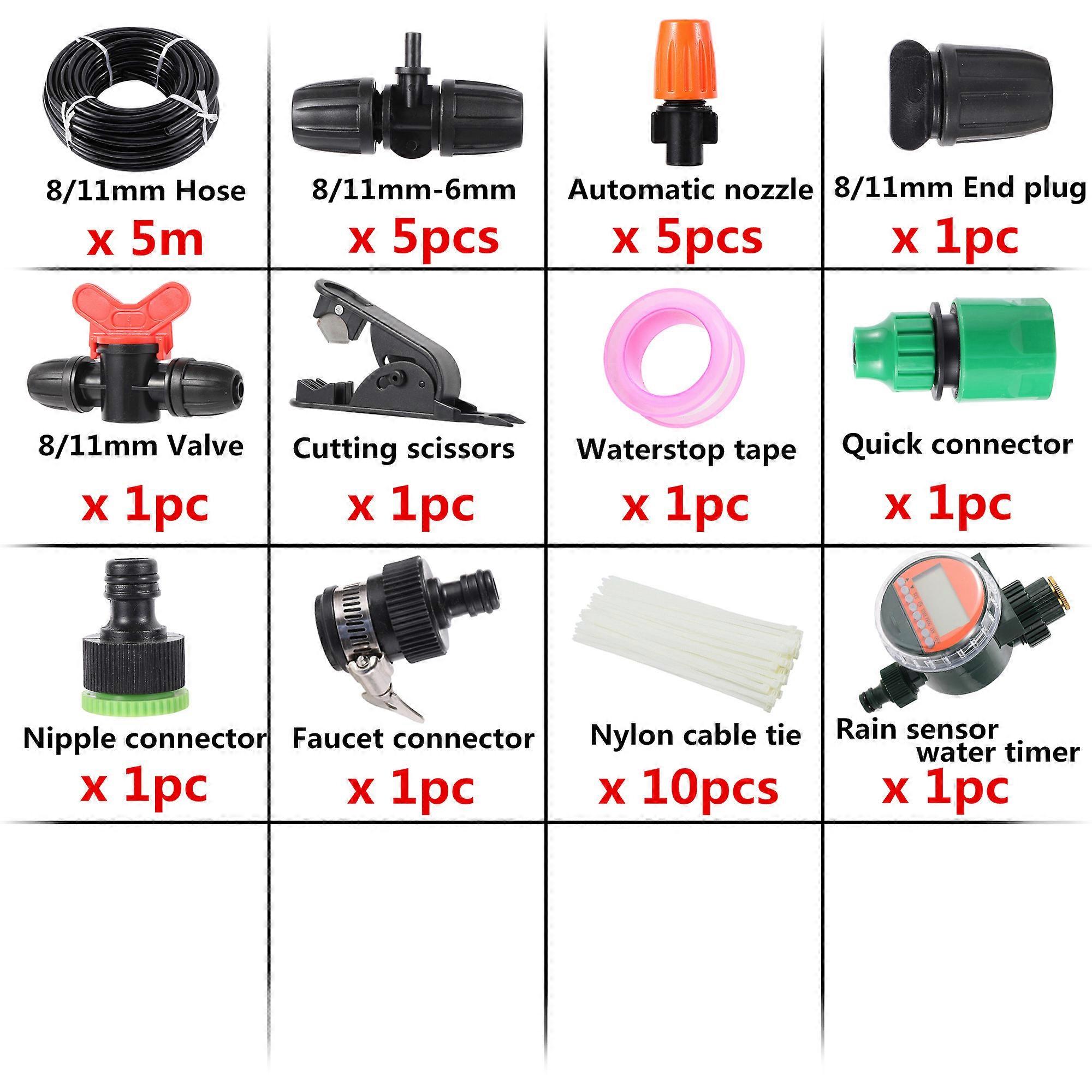 Home Garden Intelligent Rain Sensor Water Timer Atomization Sprayer Kit Automatic Adjustable Irrigation Watering Kit 5/10/15m