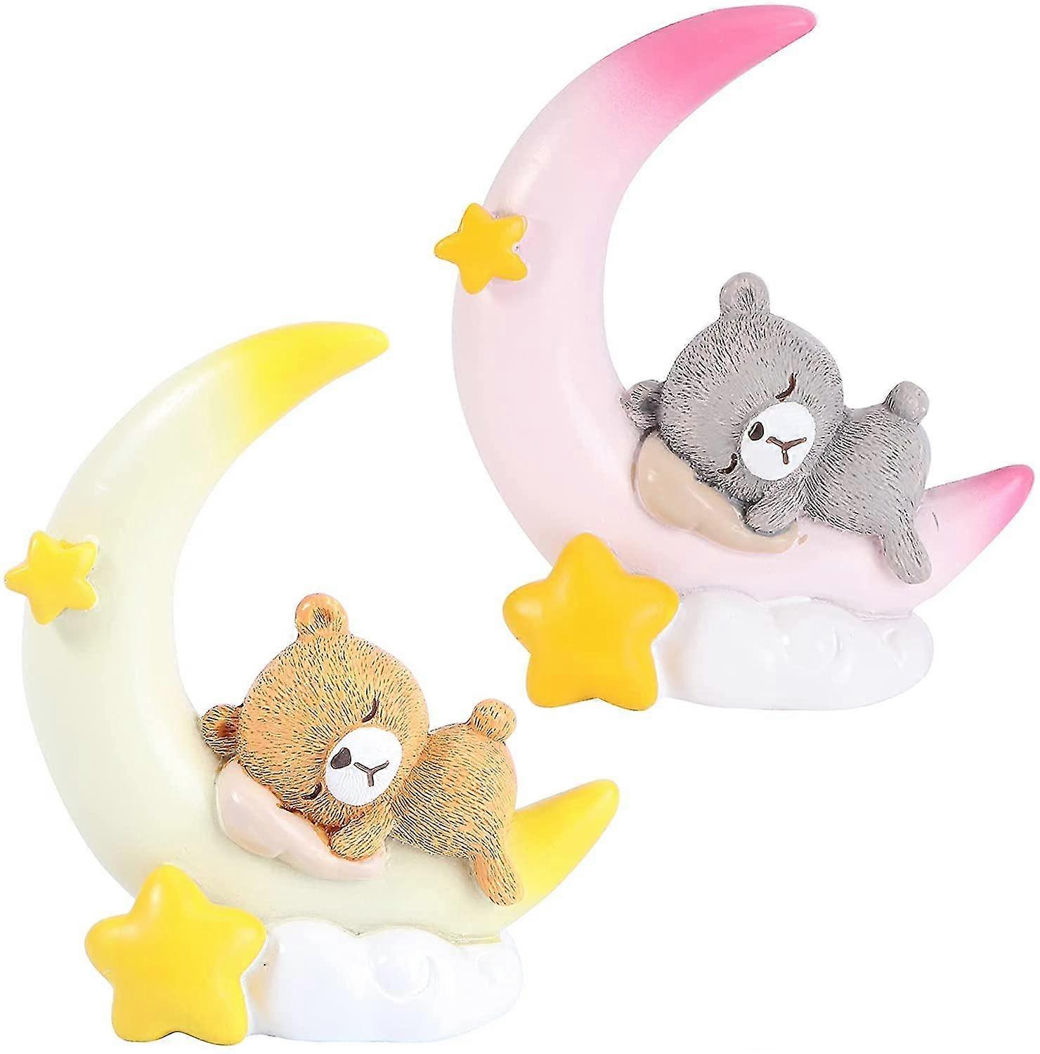 2pcs Cute Moon Bear Cake Swing DIY Baking Decoration (rosa e giallo)