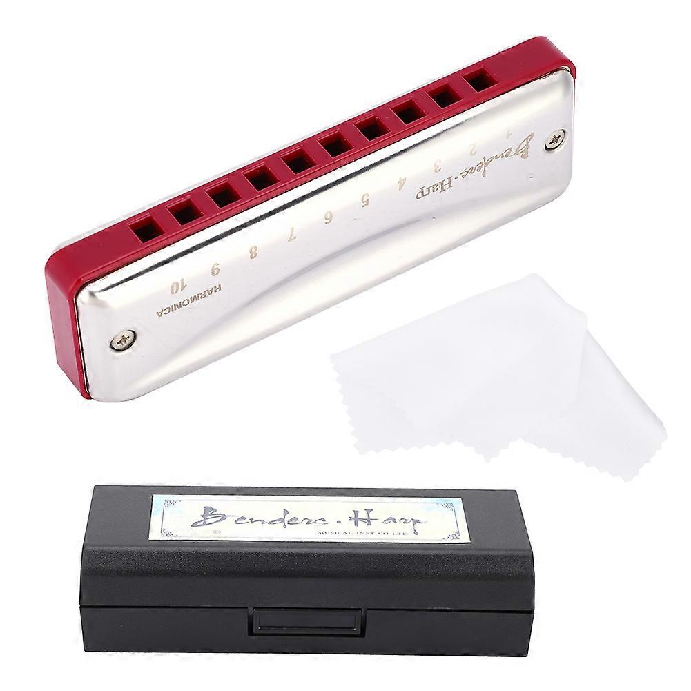 Kongsheng Benders Harp 10 Hole 20 Tone Blues Beginner Harmonica In The Key Of C (purplish Red)