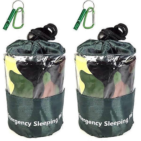 2パックの緊急寝袋、防水軽量サーマルサバイバルブランケット、屋外での使用のためのポータブル