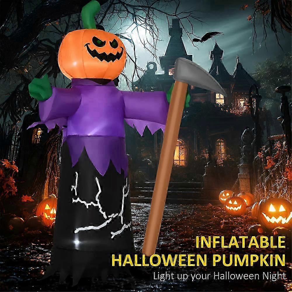 Deluxe 1.5 Meter Halloween Inflatable Grim Reaper Holding A Pumpkin With Axe For Courtyard Decoration New -CHNSZ
