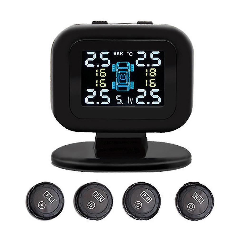 Universal Tire Pressure Monitoring System Tpms Wireless 4 Sensors Lcd Display Car Tire Pressure Alarm Monitoring System