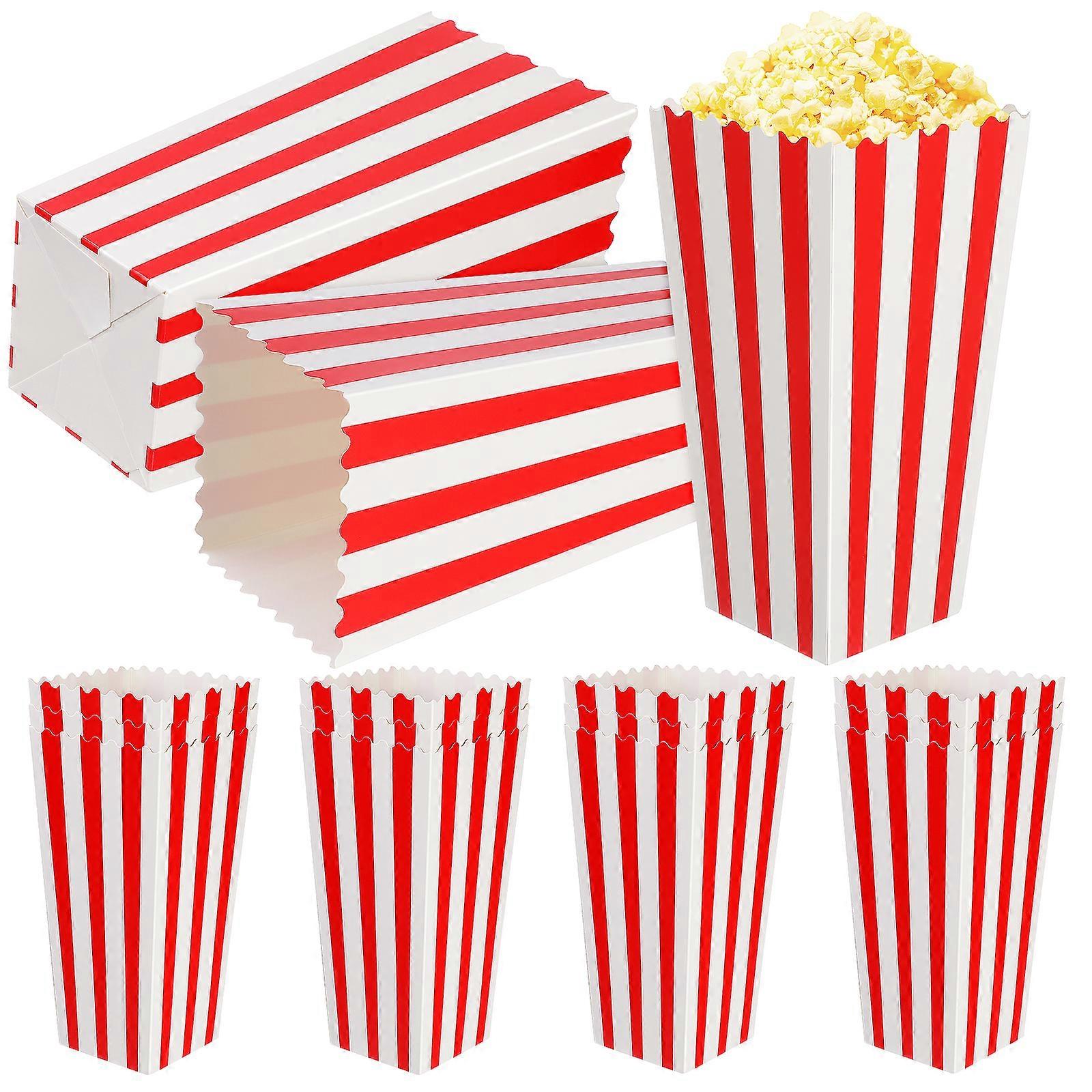 15pcs Popcorn Containers Paper Popcorn Buckets Popcorn Bowls Striped Popcorn Boxes For Movie Theaters