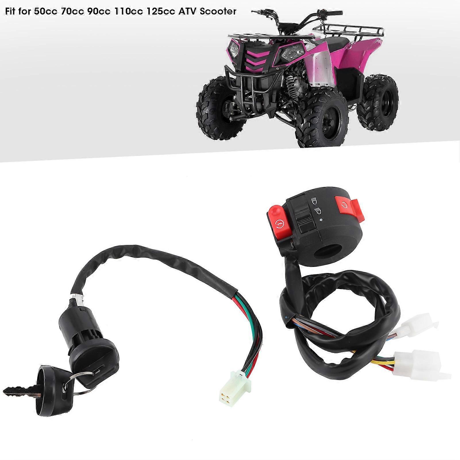 Handlebar Kill Button with Ignition Switch and 2 Keys for 50cc 70cc 90cc 110cc 125cc ATV Scooter