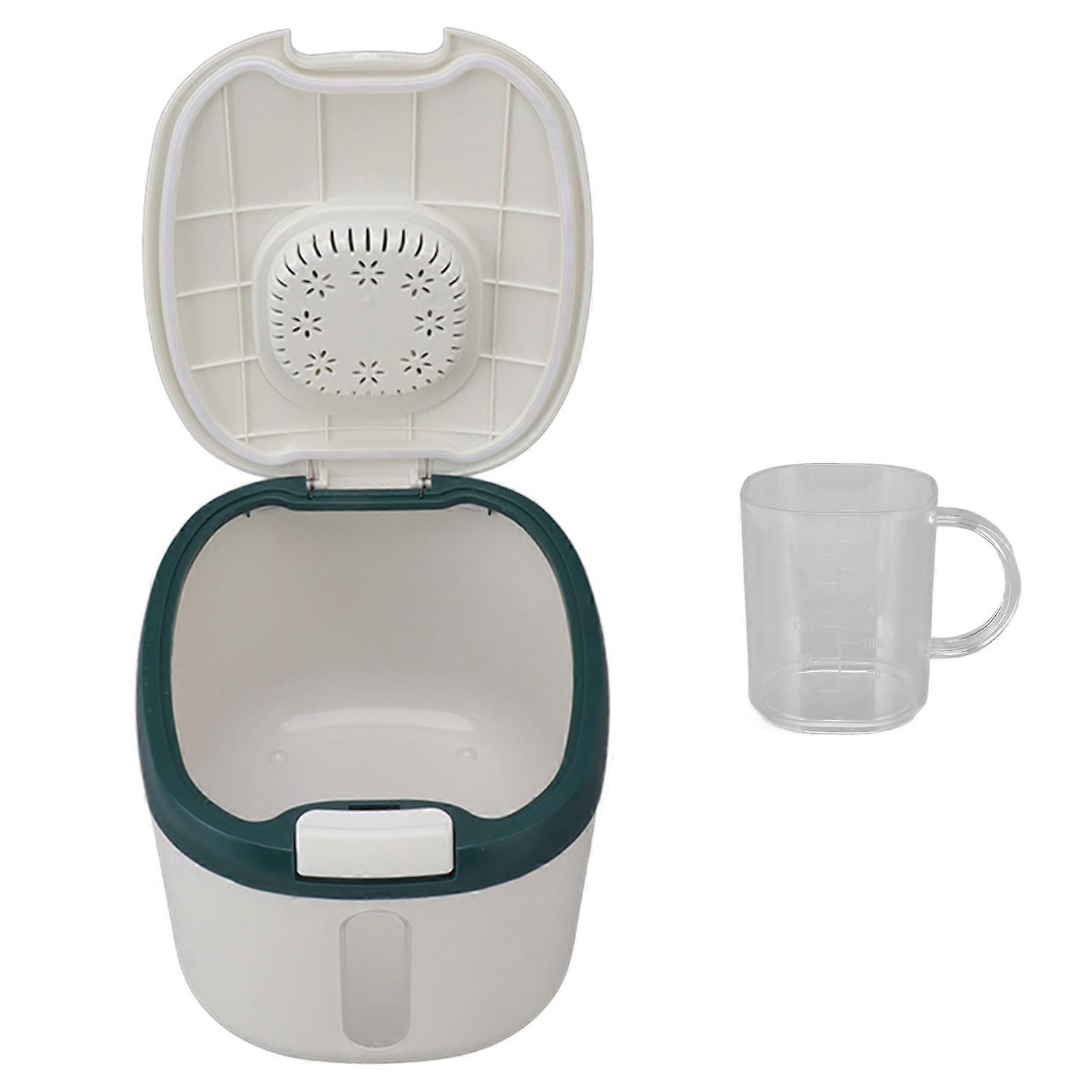 Rice Container Bug Proof Odorless Airtight Rice Box with Clear Window for Grains Sugar Flour S Green (5kg/11.0lb)