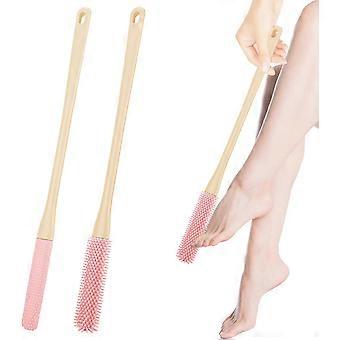 Foot brush - Shower foot brush, long handle shower brush, foot peeling brush, 40cm soft silicone foot brush, foot brush shower care foot brush