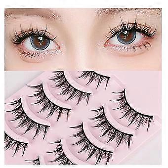 Natürliche falsche Wimpern, Manga Wimpern mit klarem Band Stachelige Wispy Wimpern Natürlicher Look 5 Paar wiederverwendbare gefälschte Wimpern