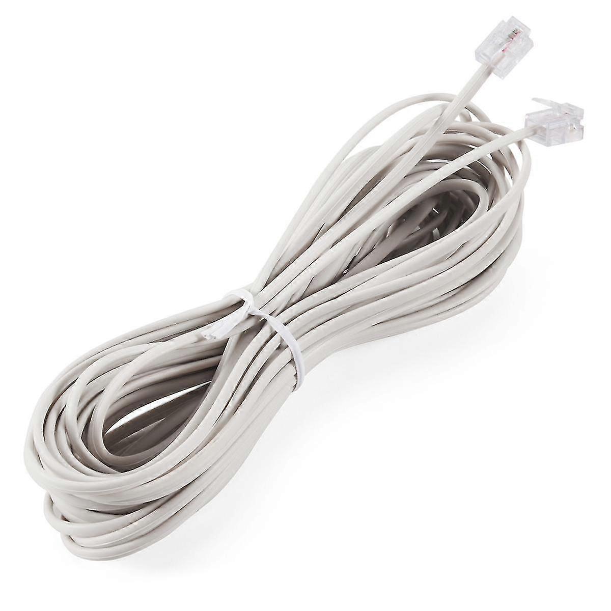 Men's White 1Pcs Rj11 Telephone Connector Extension Cable 10M