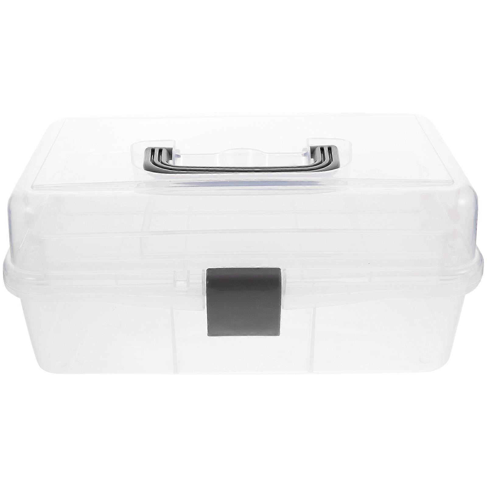 Three-layer Art Box Plastic Reusable Box Painting Tools Box Handheld Art Tools Box Clear Storage Box