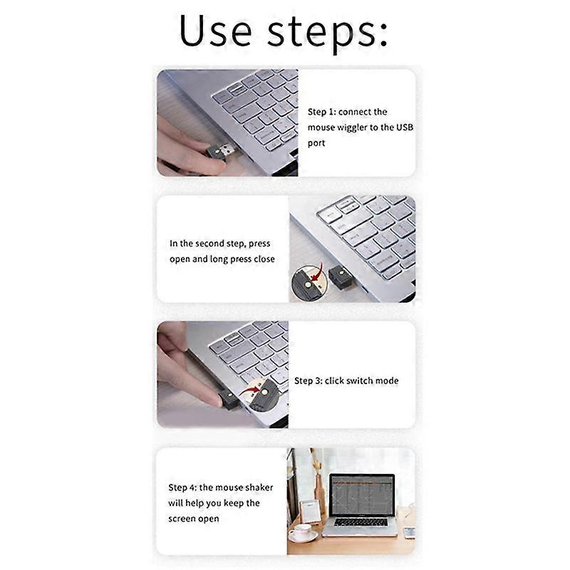 2Pcs USB Mouse Jiggler,Undetectable Automatic Computer Mouse Mover Jiggler, Keeps Computer Awake, M