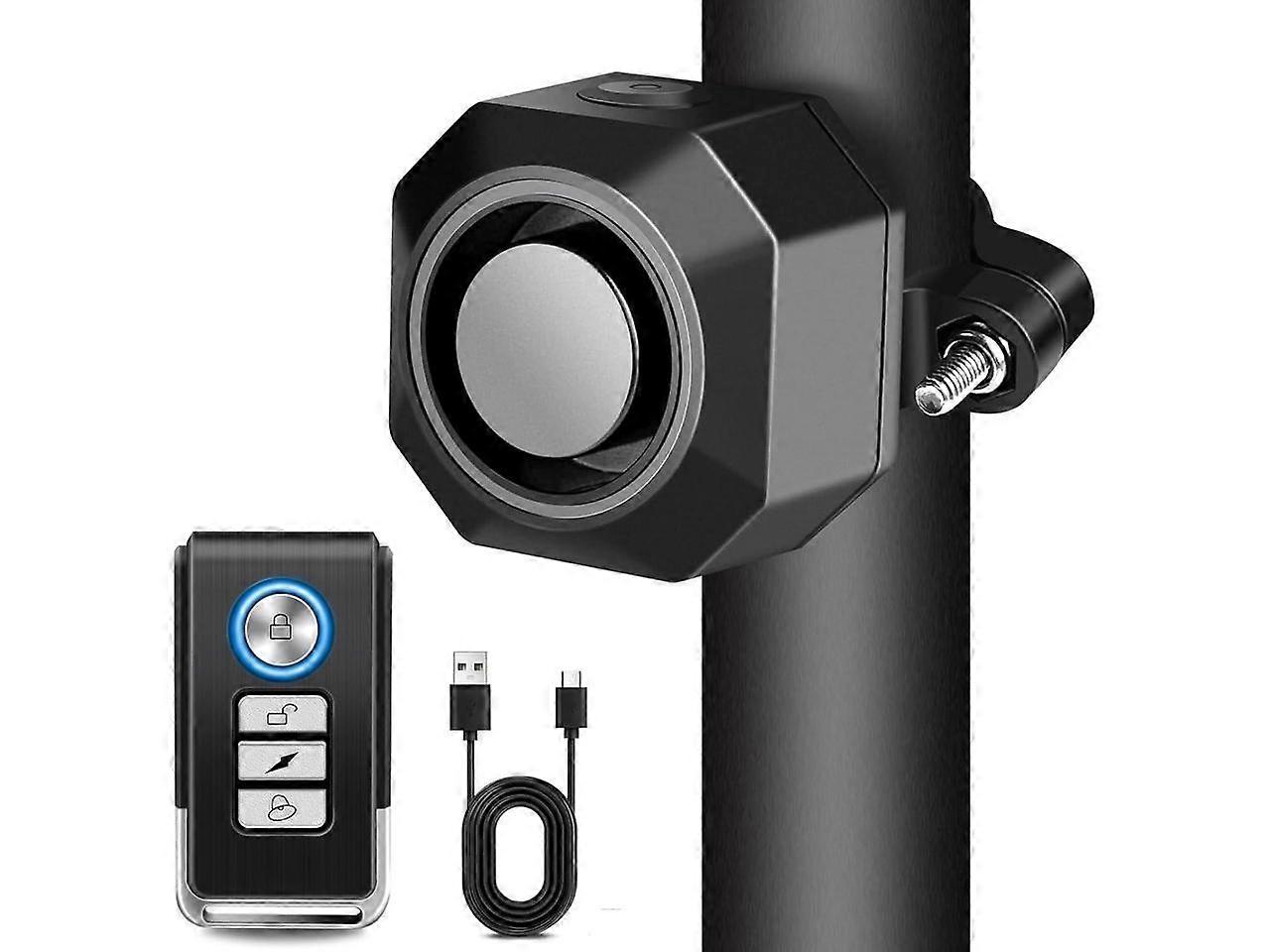 Bike Alarm USB Rechargeable with Mount, Motorcycle Alarm with Remote Motion,Wireless Bicycle Anti Theft System,Waterproof Vibration Alarm for Ebike El