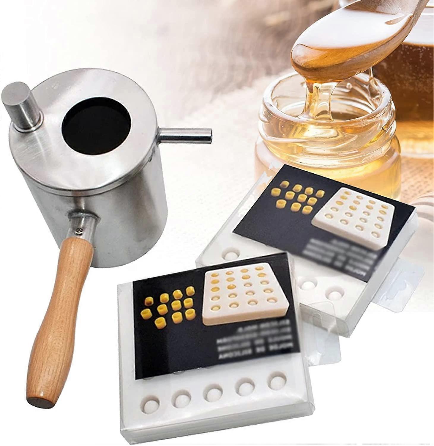 Petit pot de cire d’abeille fondante, Melting Pot de bougie de cire, poids léger, facile à utiliser, four en acier inoxydable avec poignée résistante à la chaleur