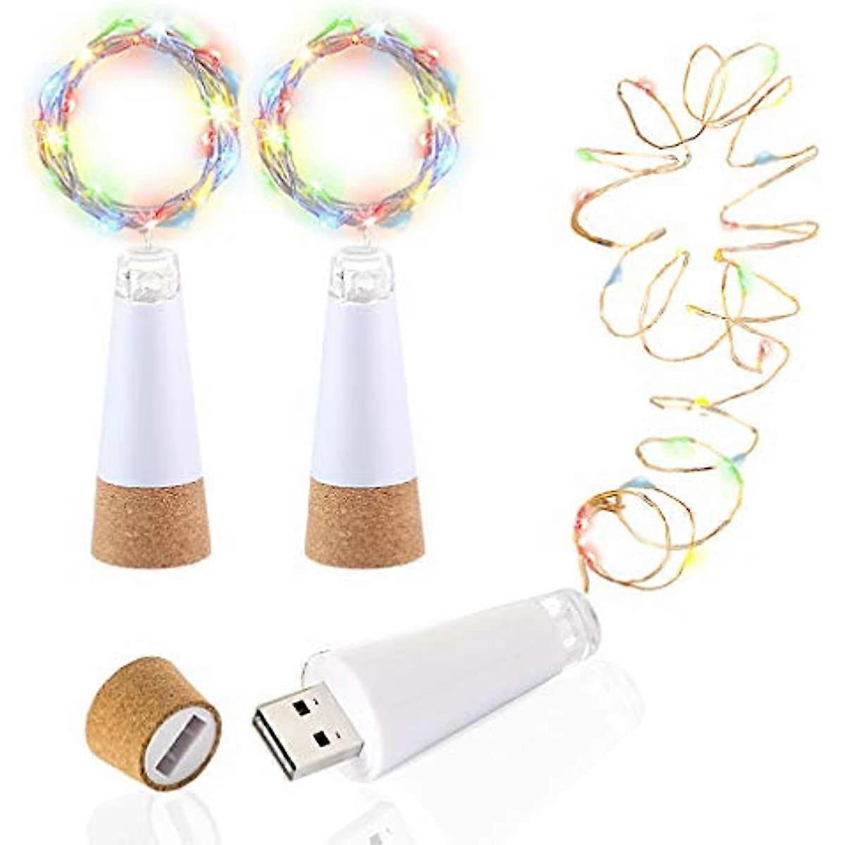 LED Bottle Lights Cork  Multicolor Change Flicker  USB Powered Rechargeable  Wine Bottle Lights  46ft 15 LED  Copper Wire String Starry LED Lights for
