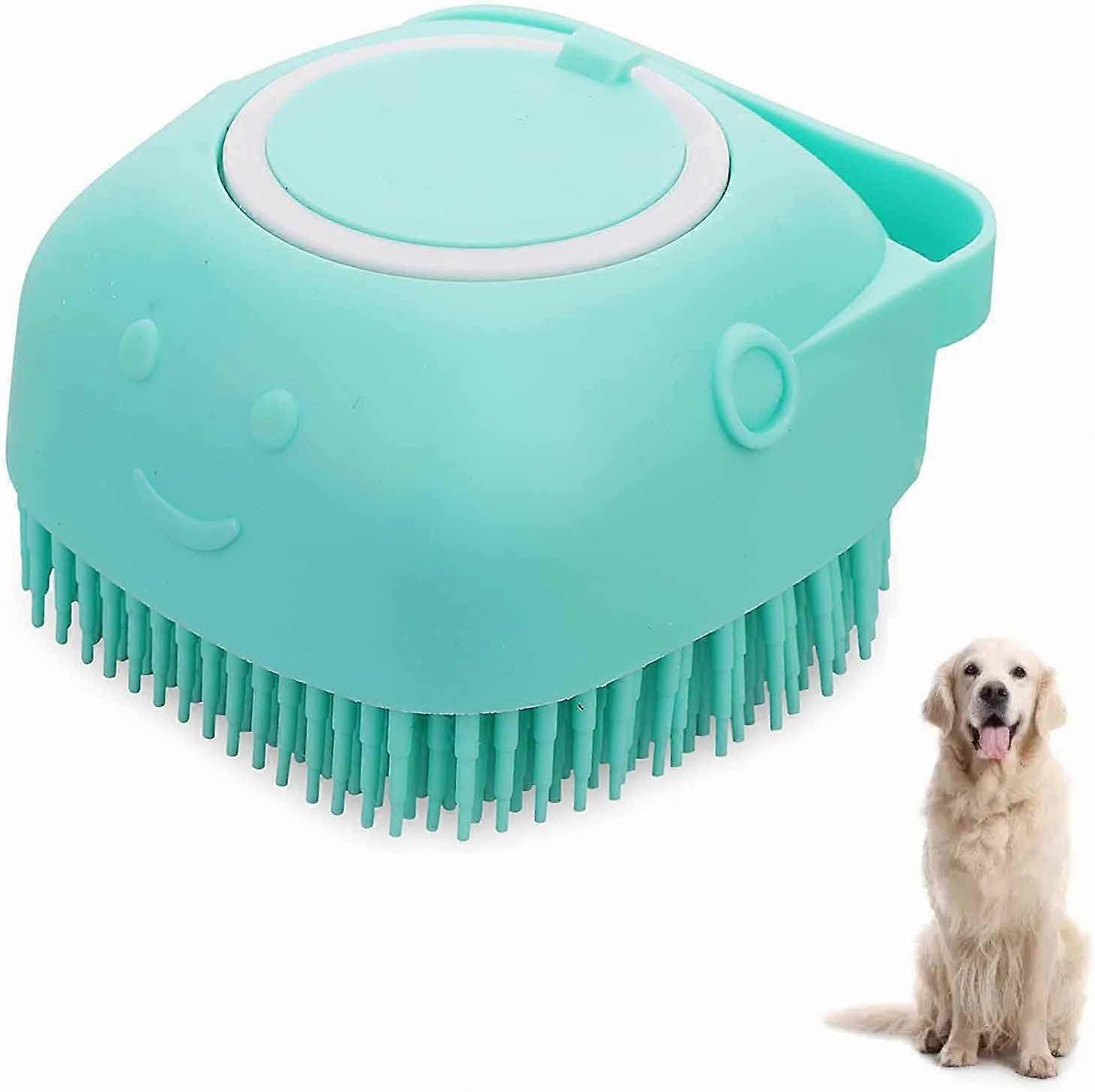 فرشاة حمام تدليك الأليفة جرو ، فرشاة حلاقية للحيوانات الأليفة من السيليكون أداة إزالة الساقط (أزرق)