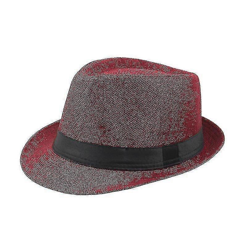 Men's Linen Solid Hat Summer Beach Jazz Hat Cowboy Fedora Hat For Men