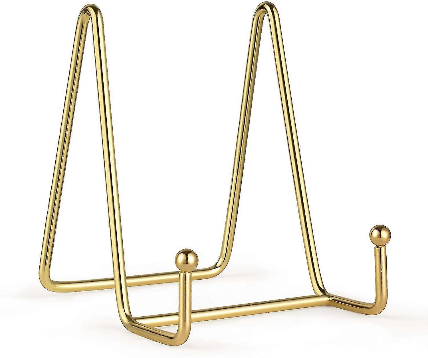 4 Inch Plate Holders For Display, Upgraded Gold Display Stand Iron Easel Photo Frame Holder Metal Mounts F -2 Packgold