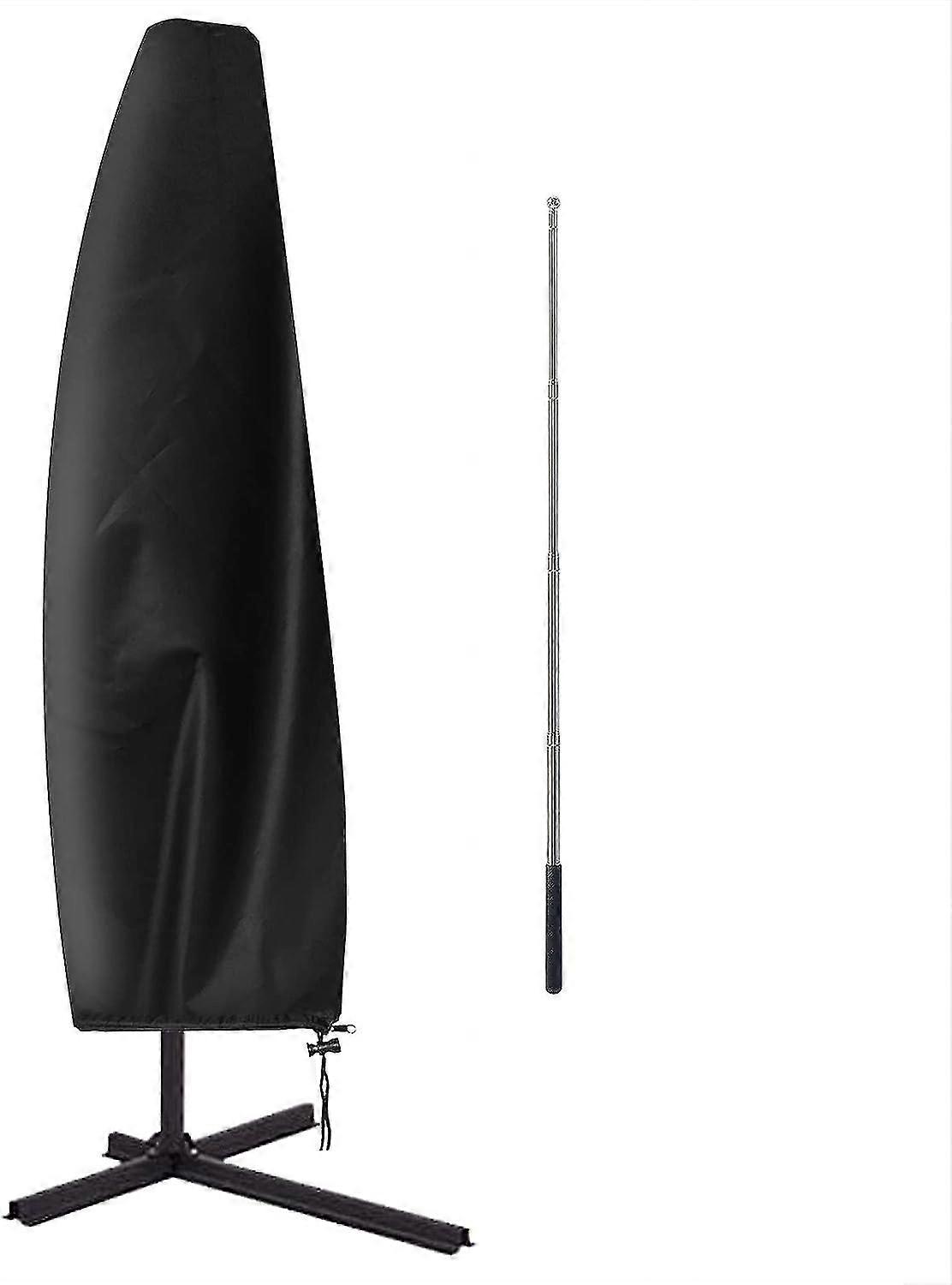 غطاء مظلة مع عمود تلسكوبي ، غطاء مظلة ناتئ 2-4 م ، مقاوم للماء ، مقاوم للرياح ، غطاء ظلة مضاد للأشعة فوق البنفسجية ، قماش أكسفورد قوي (280 × 30 × 80/46