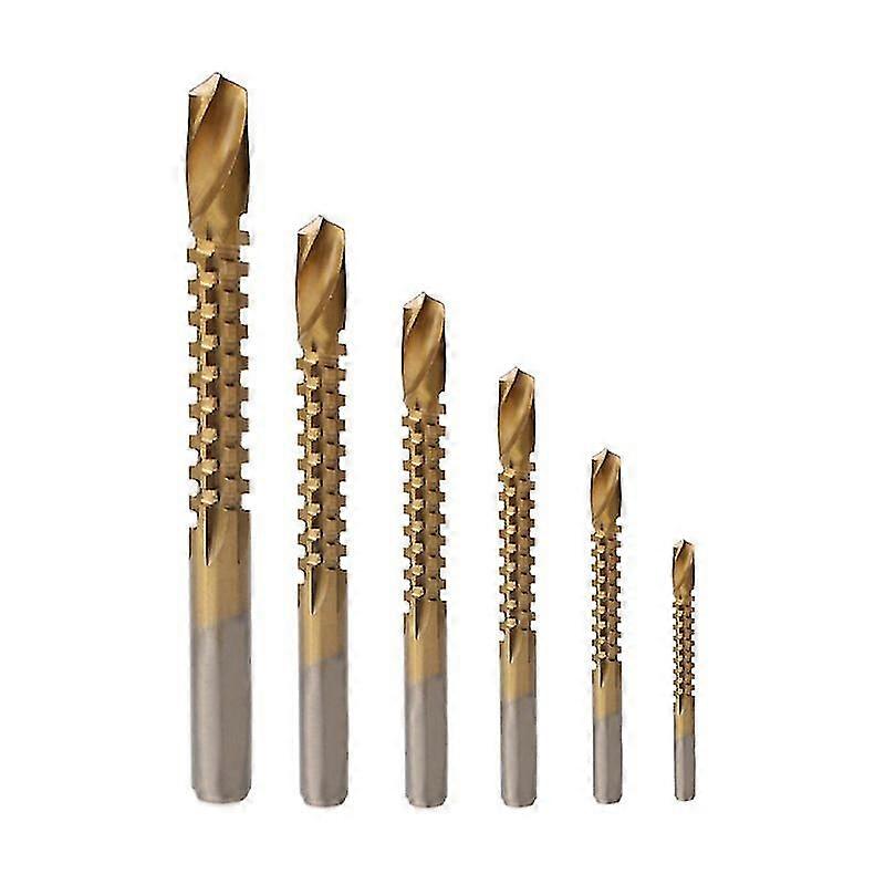 6 Pieces Combination Drill And Tap Bit Set Hss Hex Metric Deburr Countersink Bits Metric Drilling Set