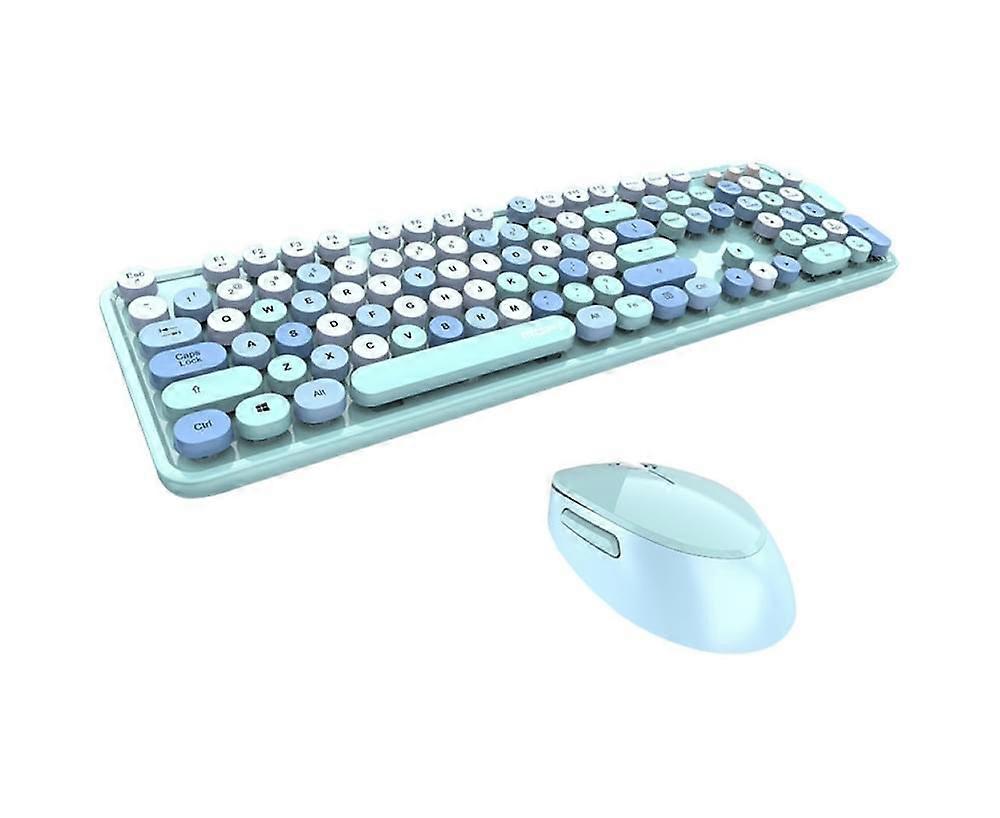 Universal Cute Portable Wireless 2.4Ghz Keyboard Mouse Set for Office Computer - Blue