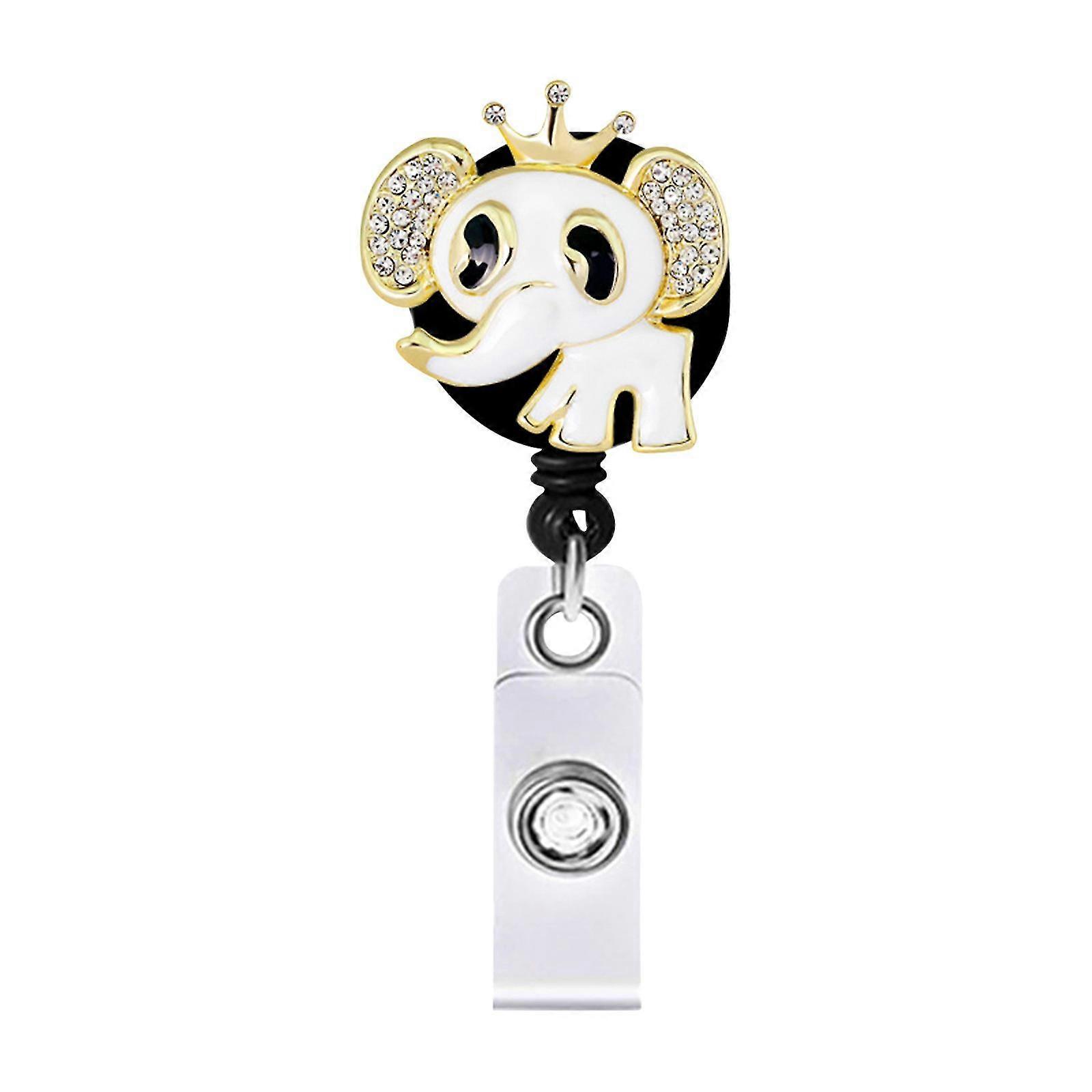 Cartoon Cute Animal Pull Button Cat Elephant Retractable Pull Badge Scroll