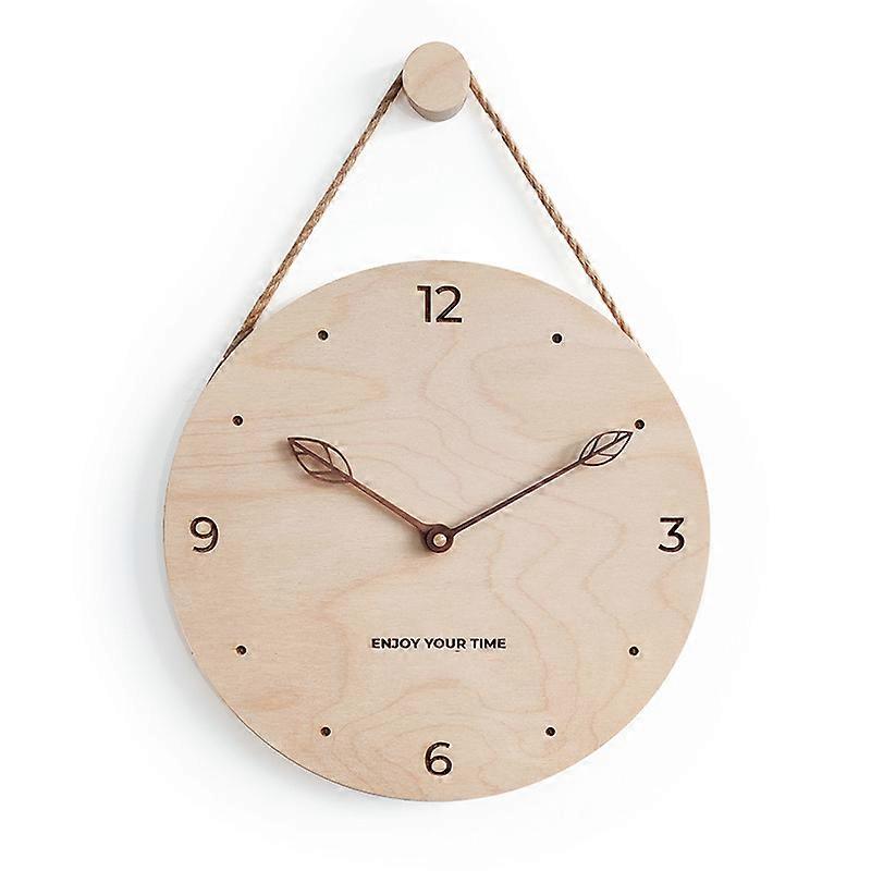 Solid wood clock Nordic creative wall clock log wall clock decorative clock, 30cm