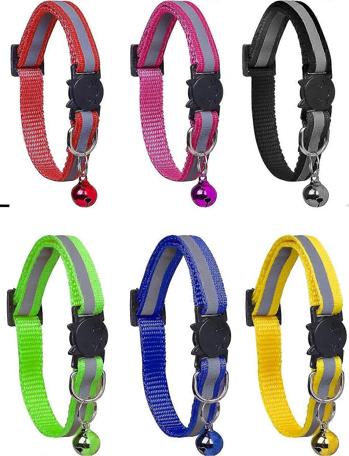6pcs 6 Colors Reflective Adjustable Anti Strangulation Cat Collar