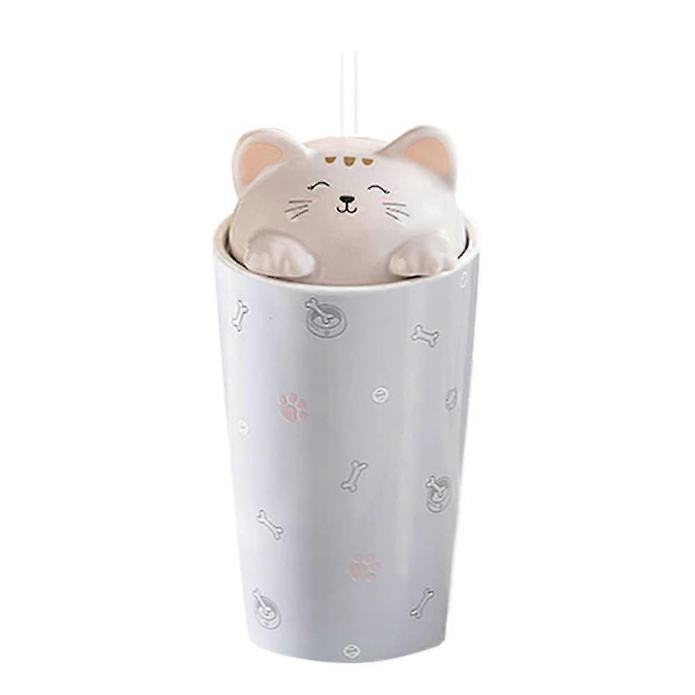 Cat Coffee Mug With Lid, Ceramic Travel Mug With 3d Cat Lid, Reusable Tall Mug For Tea, Milk, Bubble Tea(purple)
