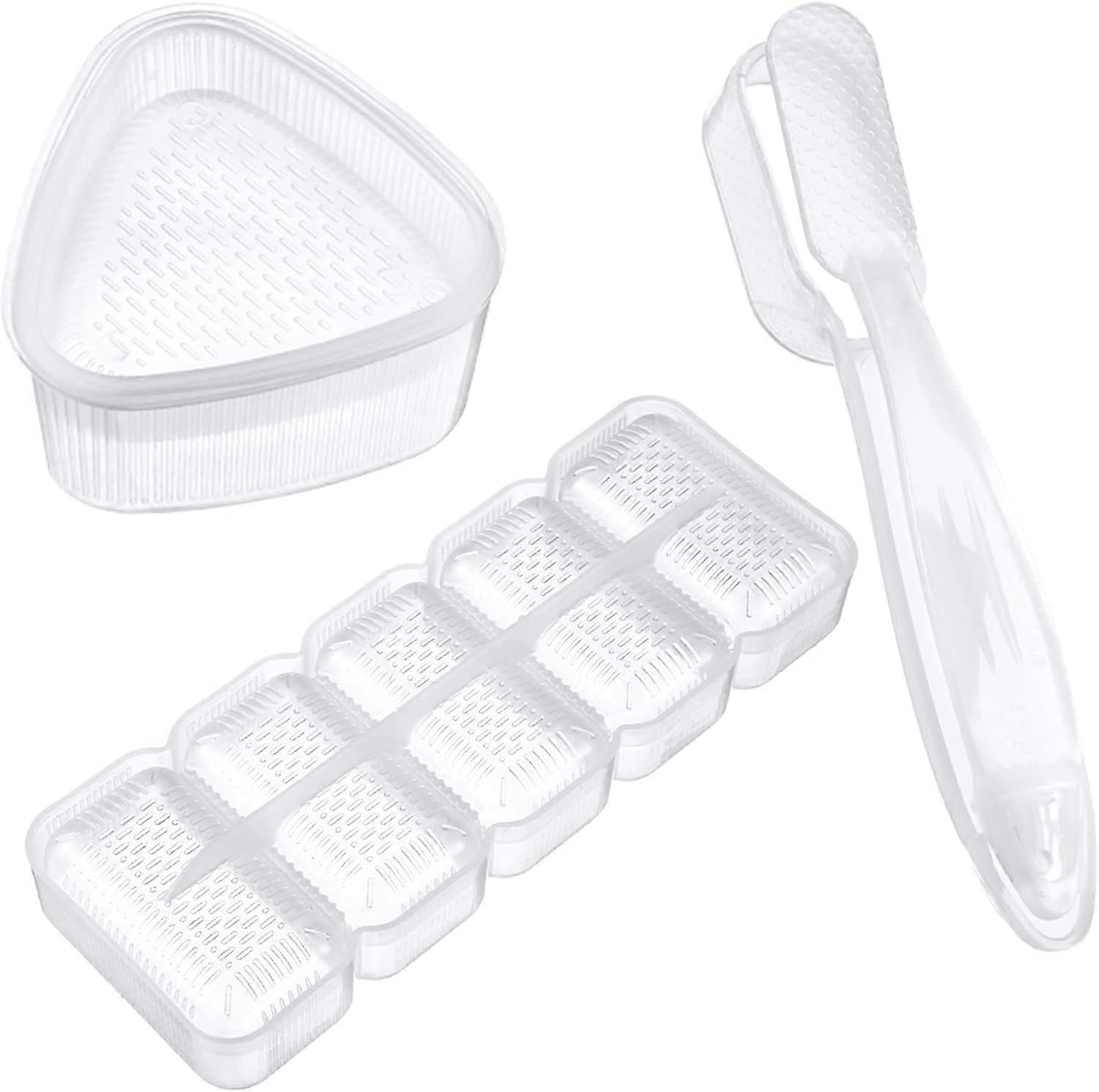3 Japanese Sushi Mold Nigiri Sushi Making Kit, Triangle Sushi Press Mold, 5 Roll Rectangular Shape Sushi Mold, Non-Stick Nigiri Sushi Mold with Long H