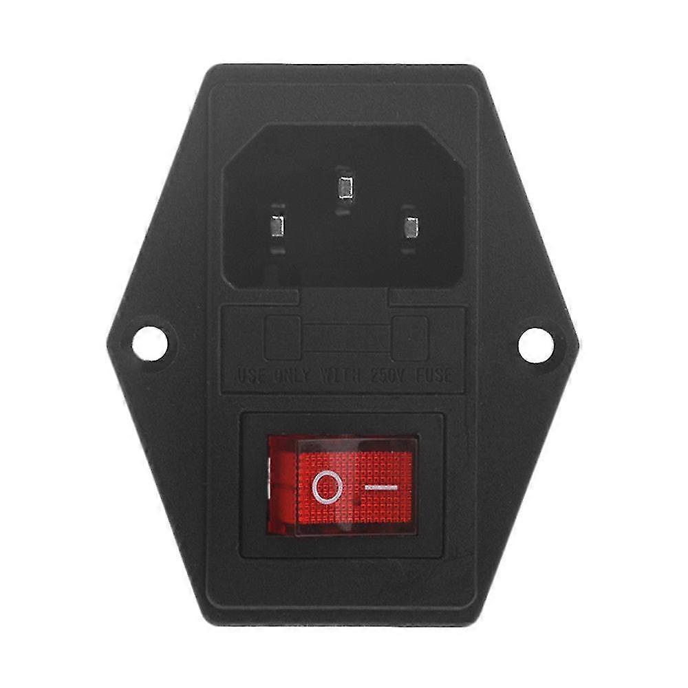 New 3 Pin Iec320 C14 Ac Inlet Male Plug Power Socket With Fuse Switch 10a 250v