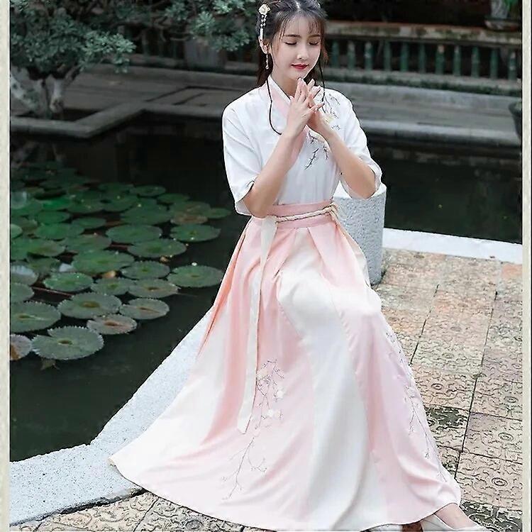 4Color Chinois Traditionnel Femmes Prune Hanfu Robe Fée Frais Élégant Folk Danse Scène Performance Tang Dynastie Ancien Costume geschenke für frauen