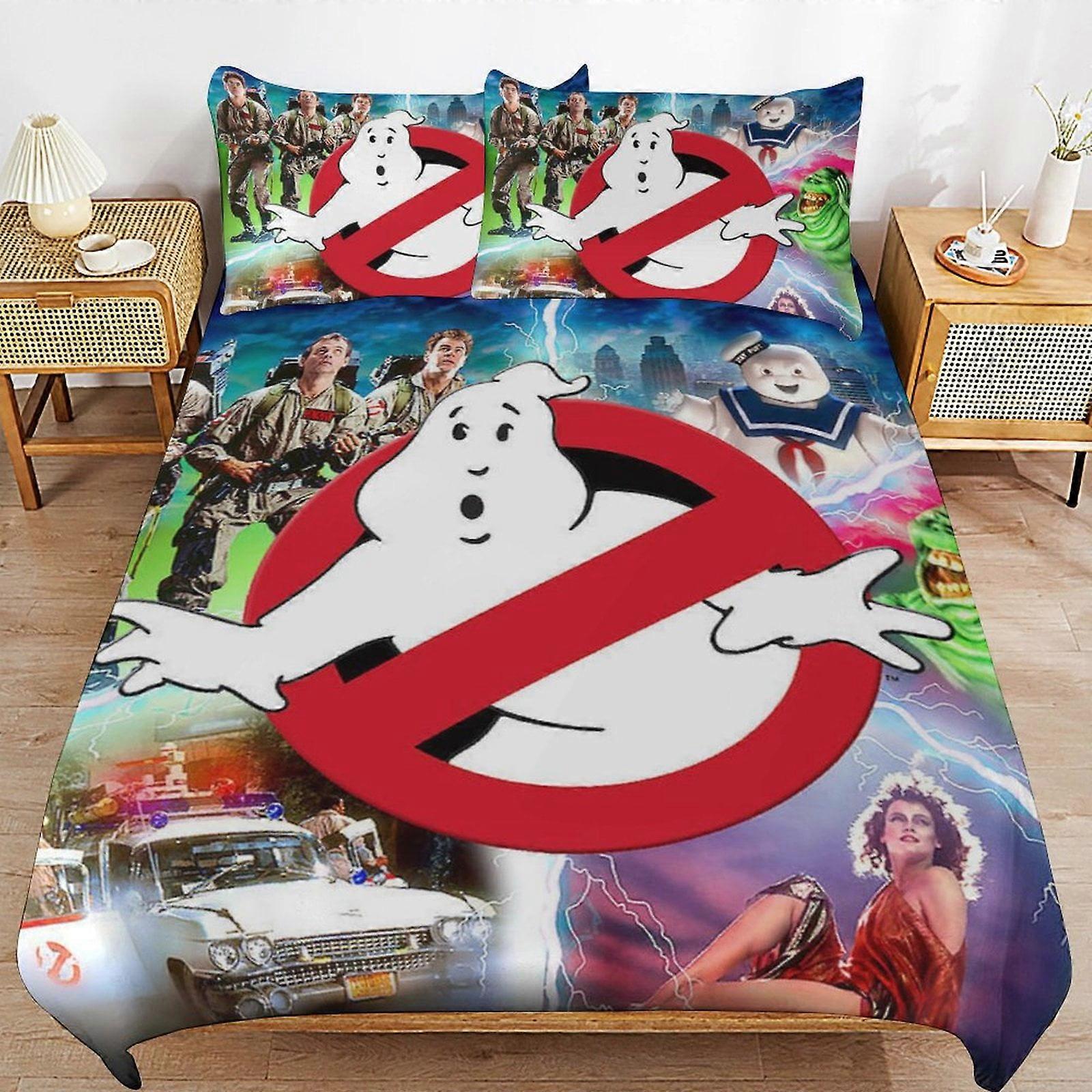 sengetøj sæt CA527 Ghostbusters Seng Dynebetræk Microfiber sengetøj sæt 3D Printet Letvægts 3-delt dynesæt, 1 dynebetræk og 2 pude DP527