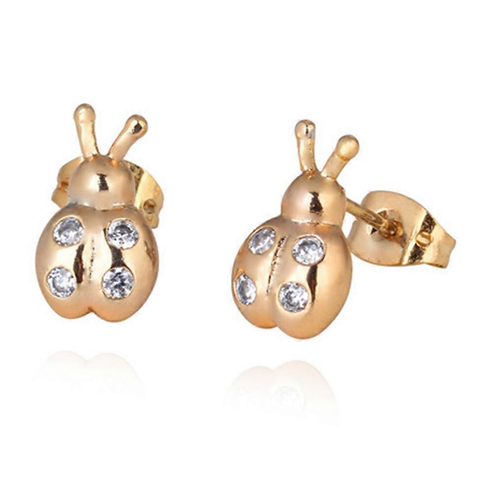 18K Gold Galvanized Austrian Zircon Ear Studs Ladybird