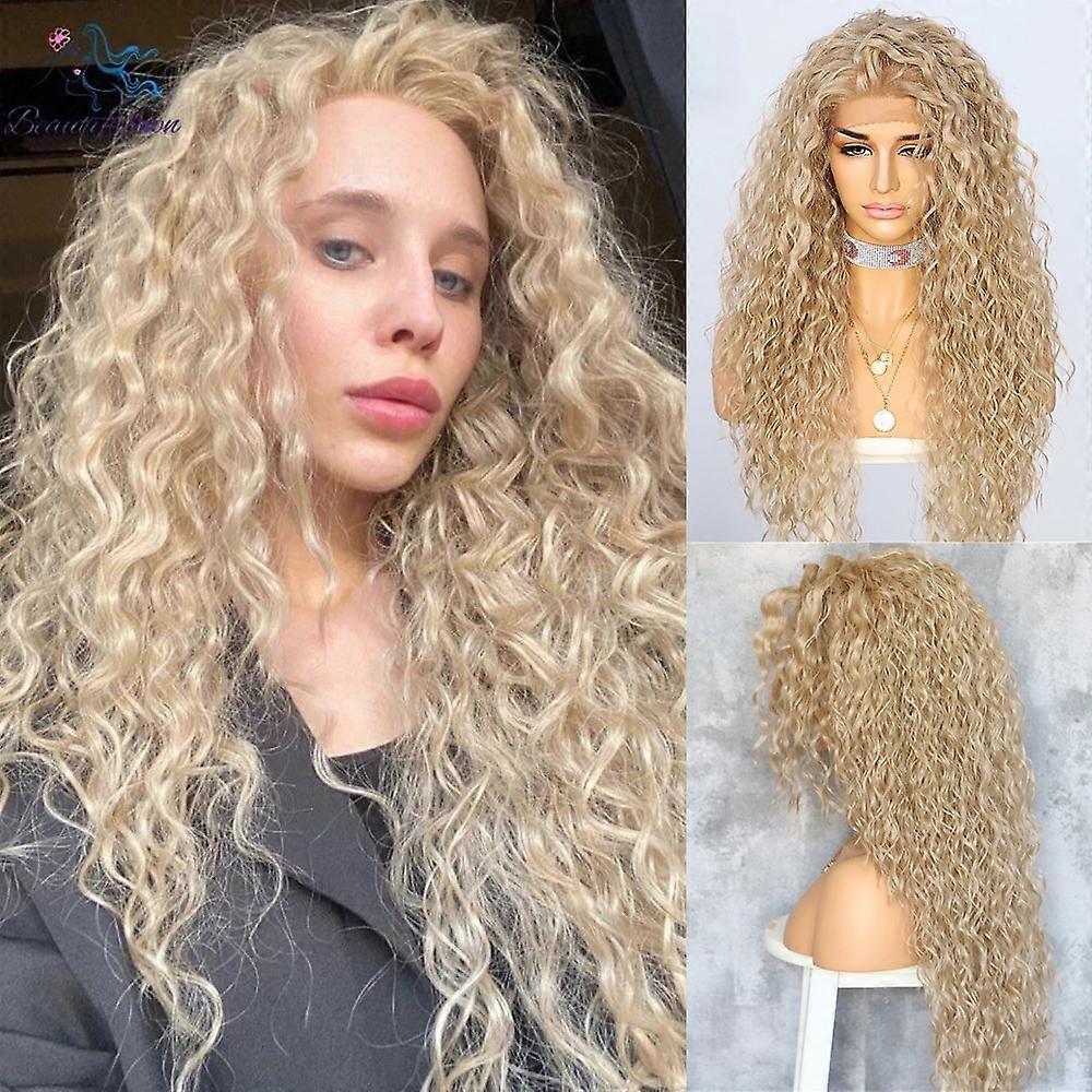 Synthetic Jbrown Black 1B Blonde 613 Ginger Red Brown Grey White Kinky Curly 13X3 Lace Front Wig Daily Makeup Party For Women