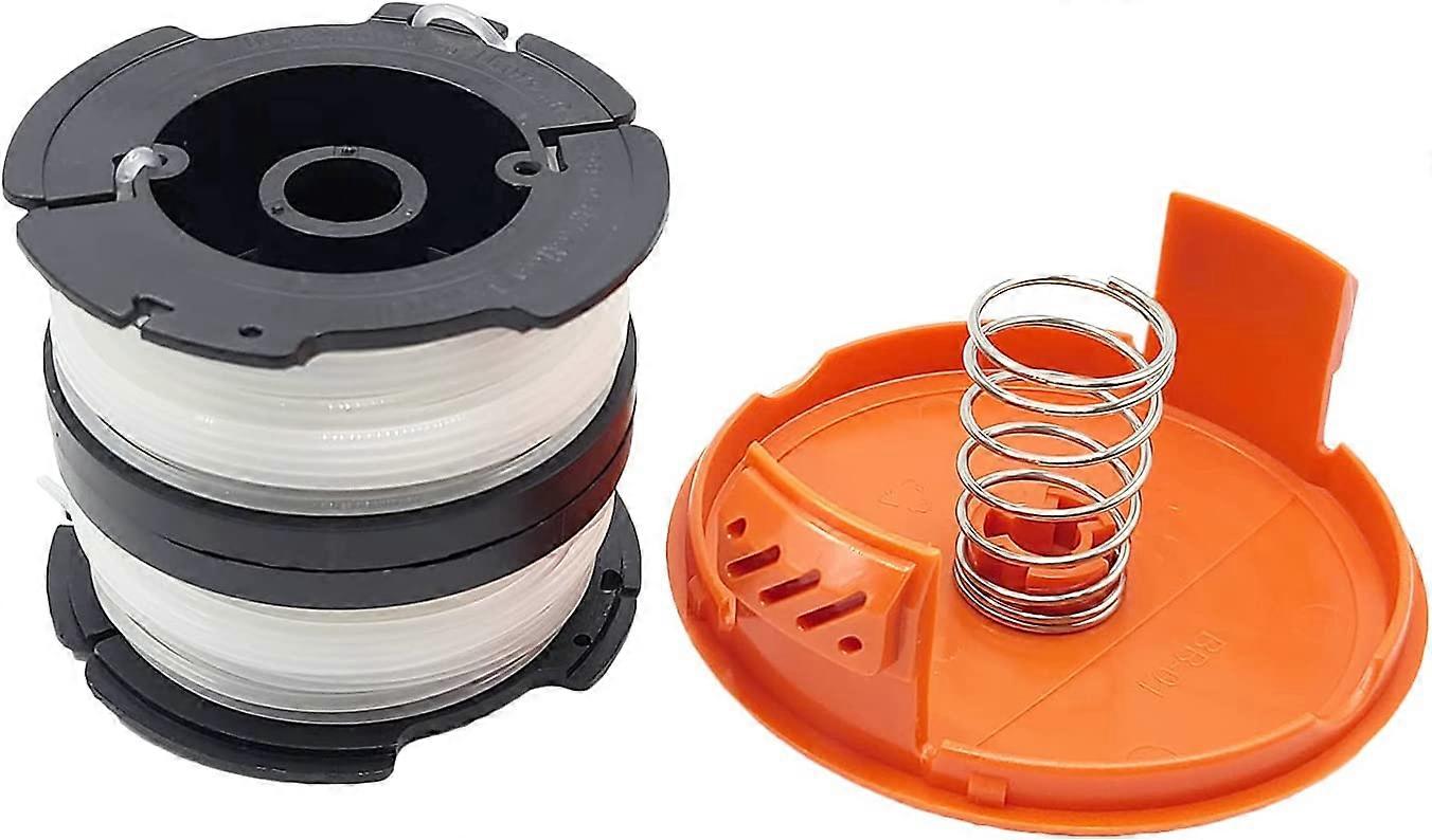 AF-100 Strimmer Line Compatible with Black & Decker, Line String Trimmer Spool with Cap Replacement, Auto Feed Weeding Eater Spools (1set, black )