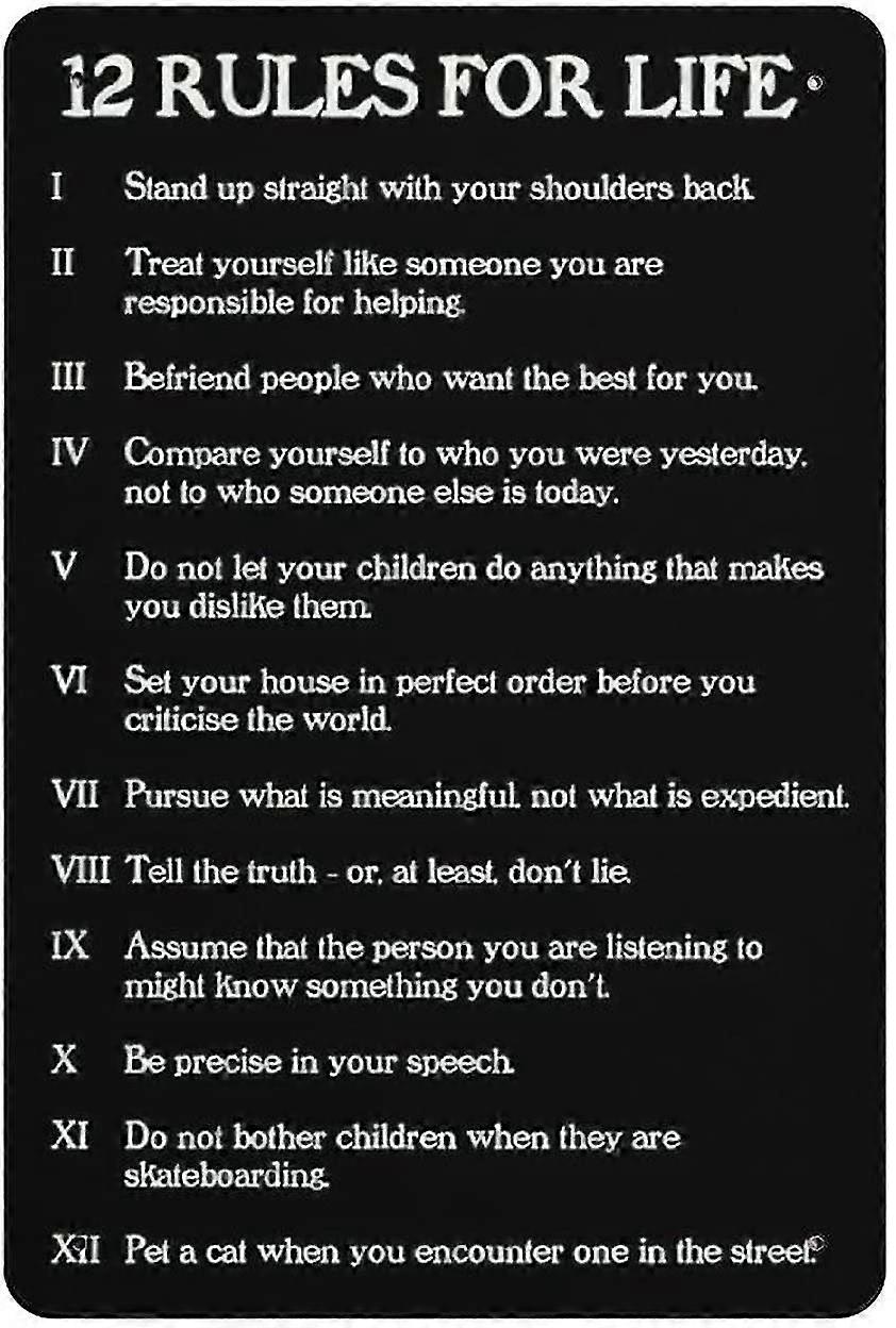 12 قواعد للحياة الوقوف بشكل مستقيم مع كتفيك مرة أخرى معدن القصدير تسجيل العمل الفني ملصق في الهواء الطلق S