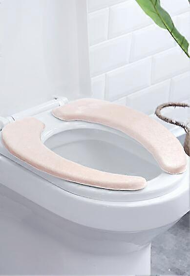 Soft non slip plush toilet seat cushion, washable and reusable, bathroom comfort pad, warm (Apricot color)
