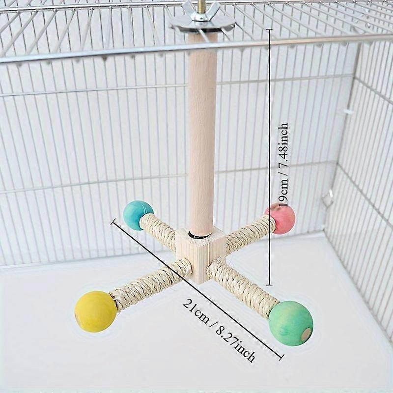 Rotating Bird Perch Stand with Bearing for Parrots - Durable Cork Material, Interactive Enrichment Play Toy for Cage, Suitable for All Bird Species