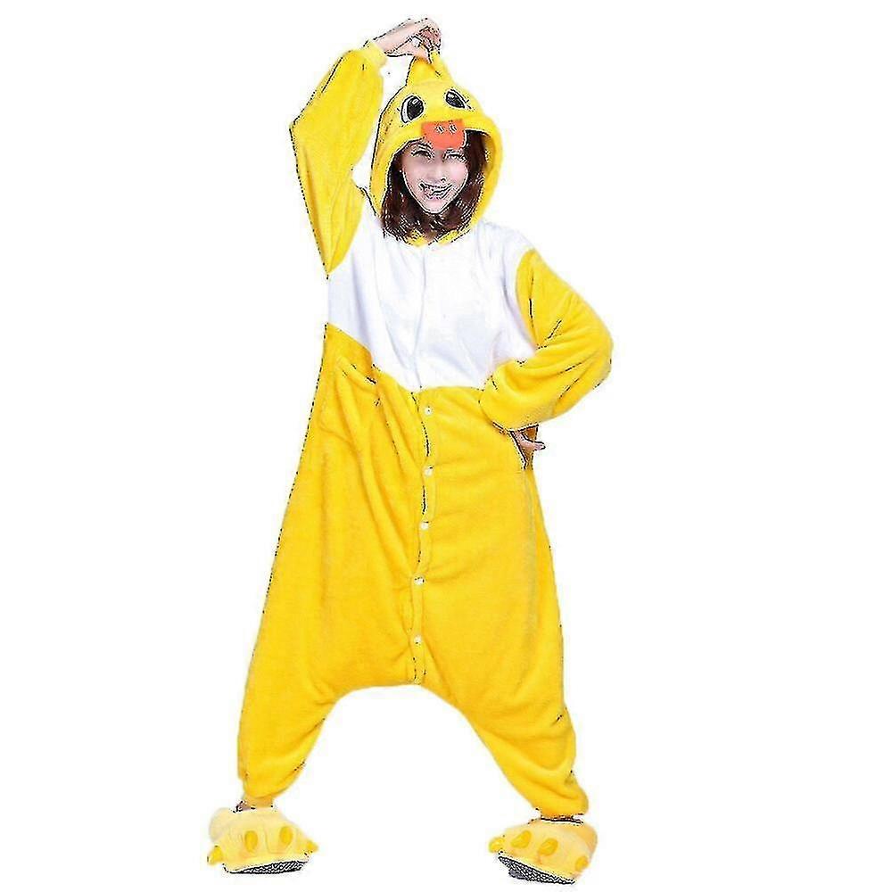 Volwassen gele eend onesie voor vrouwen mannen dier kigurumis πιτζάμα flanel κινούμενα σχέδια homewear αποκριάτικο πάρτι kostuum