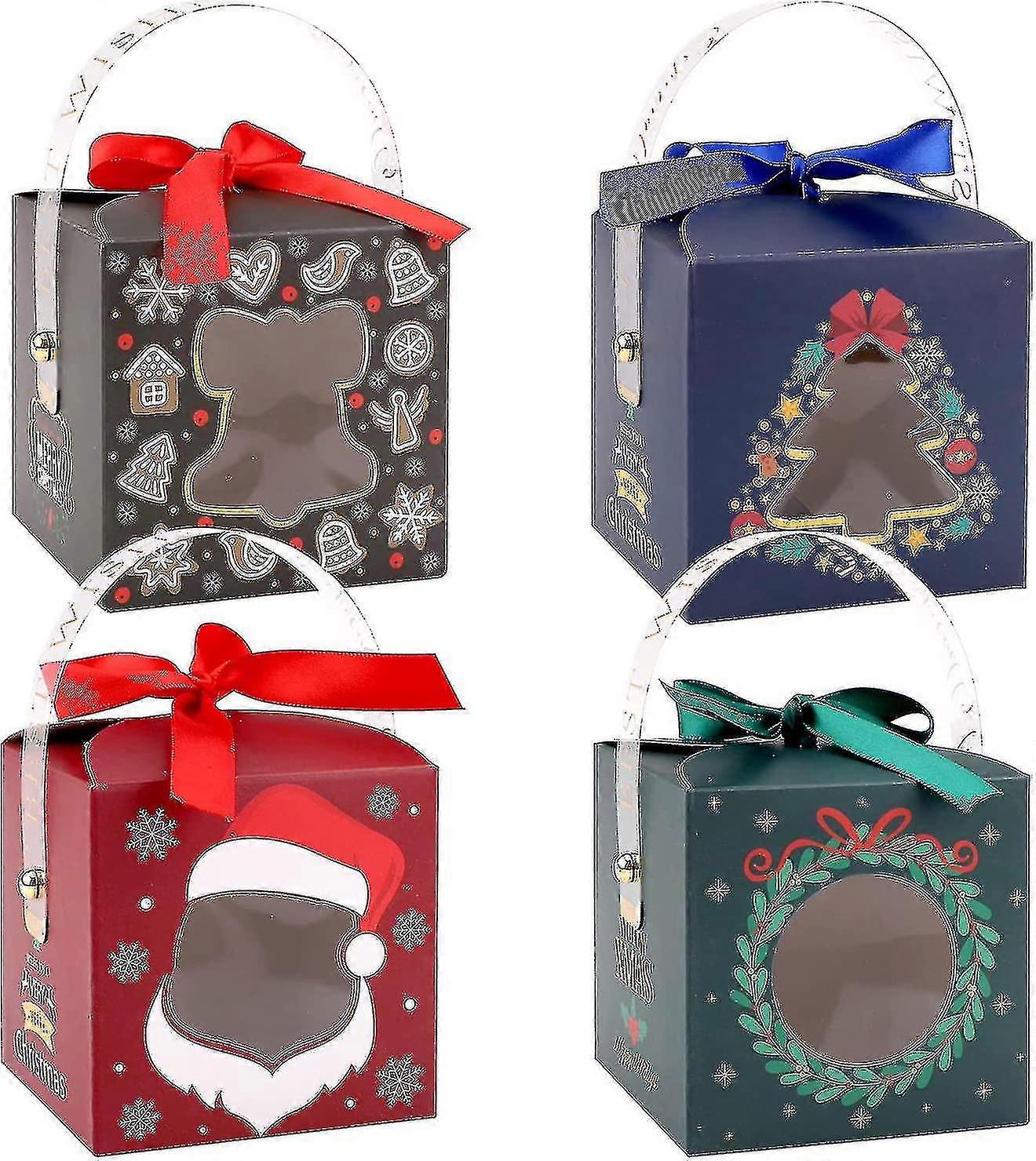 Christmas Candy Boxes Cake Boxes Christmas Treat Boxes With Clear Window And Handle Christmas Cupcake Boxes Christmas Cookie Boxes Compatible With Gif