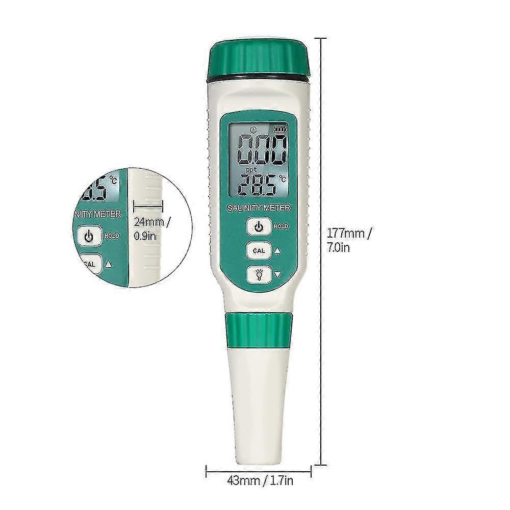 Handheld Portable Salinity Meter for Salt Water Pool, Food, and Aquarium Testing